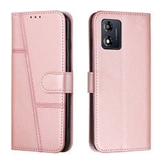 Custodia Portafoglio In Pelle Cover con Supporto Y01X per Motorola Moto E13 Oro Rosa