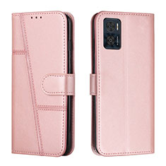 Custodia Portafoglio In Pelle Cover con Supporto Y01X per Motorola Moto E22 Oro Rosa