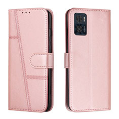 Custodia Portafoglio In Pelle Cover con Supporto Y01X per Motorola Moto E22i Oro Rosa