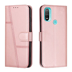 Custodia Portafoglio In Pelle Cover con Supporto Y01X per Motorola Moto E30 Oro Rosa