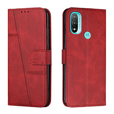 Custodia Portafoglio In Pelle Cover con Supporto Y01X per Motorola Moto E30 Rosso