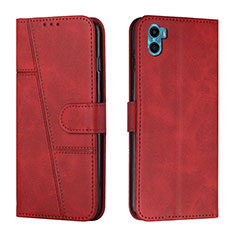 Custodia Portafoglio In Pelle Cover con Supporto Y01X per Motorola Moto E32 India Rosso