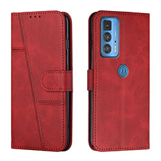 Custodia Portafoglio In Pelle Cover con Supporto Y01X per Motorola Moto Edge 20 Pro 5G Rosso