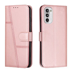 Custodia Portafoglio In Pelle Cover con Supporto Y01X per Motorola Moto Edge (2022) 5G Oro Rosa