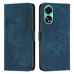 Custodia Portafoglio In Pelle Cover con Supporto Y01X per Oppo A18 Blu