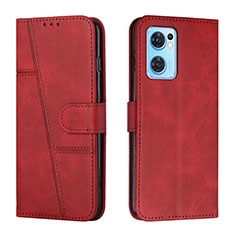 Custodia Portafoglio In Pelle Cover con Supporto Y01X per Oppo Find X5 Lite 5G Rosso