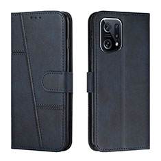 Custodia Portafoglio In Pelle Cover con Supporto Y01X per Oppo Find X5 Pro 5G Blu