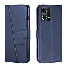 Custodia Portafoglio In Pelle Cover con Supporto Y01X per Oppo Reno8 4G Blu