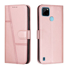 Custodia Portafoglio In Pelle Cover con Supporto Y01X per Realme C25Y India Oro Rosa