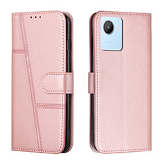 Custodia Portafoglio In Pelle Cover con Supporto Y01X per Realme C30 Oro Rosa