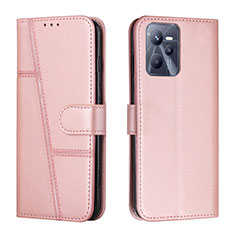 Custodia Portafoglio In Pelle Cover con Supporto Y01X per Realme Narzo 50A Prime Oro Rosa