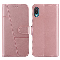 Custodia Portafoglio In Pelle Cover con Supporto Y01X per Samsung Galaxy A02 Oro Rosa