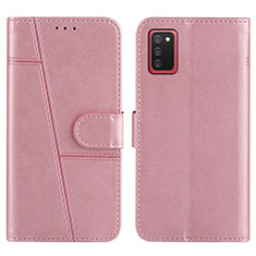 Custodia Portafoglio In Pelle Cover con Supporto Y01X per Samsung Galaxy A03s Oro Rosa