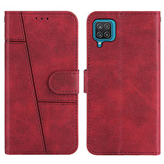 Custodia Portafoglio In Pelle Cover con Supporto Y01X per Samsung Galaxy A12 Rosso