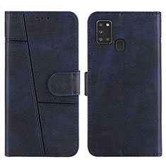 Custodia Portafoglio In Pelle Cover con Supporto Y01X per Samsung Galaxy A21s Blu