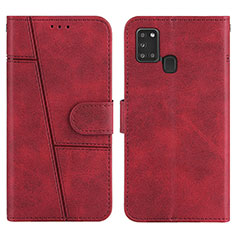 Custodia Portafoglio In Pelle Cover con Supporto Y01X per Samsung Galaxy A21s Rosso