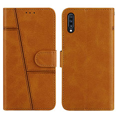 Custodia Portafoglio In Pelle Cover con Supporto Y01X per Samsung Galaxy A70S Marrone Chiaro