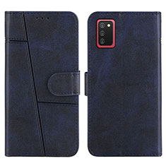 Custodia Portafoglio In Pelle Cover con Supporto Y01X per Samsung Galaxy F02S SM-E025F Blu