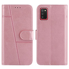 Custodia Portafoglio In Pelle Cover con Supporto Y01X per Samsung Galaxy F02S SM-E025F Oro Rosa