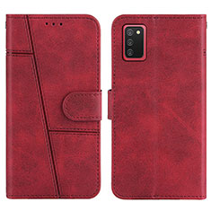 Custodia Portafoglio In Pelle Cover con Supporto Y01X per Samsung Galaxy F02S SM-E025F Rosso