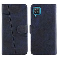 Custodia Portafoglio In Pelle Cover con Supporto Y01X per Samsung Galaxy F12 Blu