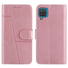 Custodia Portafoglio In Pelle Cover con Supporto Y01X per Samsung Galaxy F12 Oro Rosa