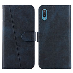 Custodia Portafoglio In Pelle Cover con Supporto Y01X per Samsung Galaxy M02 Blu