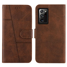 Custodia Portafoglio In Pelle Cover con Supporto Y01X per Samsung Galaxy Note 20 Ultra 5G Marrone