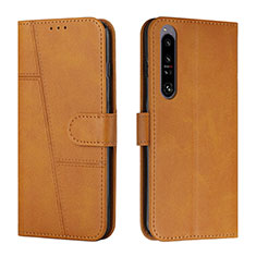 Custodia Portafoglio In Pelle Cover con Supporto Y01X per Sony Xperia 1 IV SO-51C Marrone Chiaro