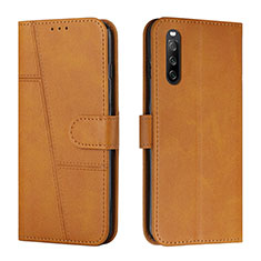 Custodia Portafoglio In Pelle Cover con Supporto Y01X per Sony Xperia 10 IV SOG07 Marrone Chiaro