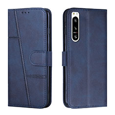 Custodia Portafoglio In Pelle Cover con Supporto Y01X per Sony Xperia 5 IV Blu