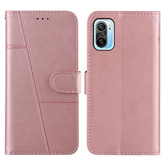 Custodia Portafoglio In Pelle Cover con Supporto Y01X per Xiaomi Mi 11X 5G Oro Rosa