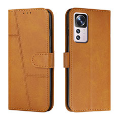 Custodia Portafoglio In Pelle Cover con Supporto Y01X per Xiaomi Mi 12T Pro 5G Marrone Chiaro