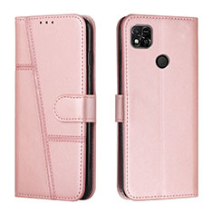 Custodia Portafoglio In Pelle Cover con Supporto Y01X per Xiaomi POCO C3 Oro Rosa