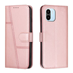 Custodia Portafoglio In Pelle Cover con Supporto Y01X per Xiaomi Poco C51 Oro Rosa