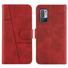 Custodia Portafoglio In Pelle Cover con Supporto Y01X per Xiaomi POCO M3 Pro 5G Rosso