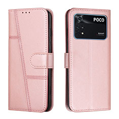 Custodia Portafoglio In Pelle Cover con Supporto Y01X per Xiaomi Poco M4 Pro 4G Oro Rosa