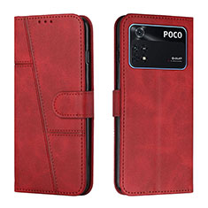 Custodia Portafoglio In Pelle Cover con Supporto Y01X per Xiaomi Poco M4 Pro 4G Rosso