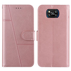 Custodia Portafoglio In Pelle Cover con Supporto Y01X per Xiaomi Poco X3 Pro Oro Rosa