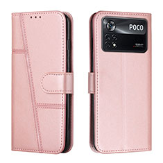 Custodia Portafoglio In Pelle Cover con Supporto Y01X per Xiaomi Poco X4 Pro 5G Oro Rosa