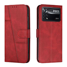 Custodia Portafoglio In Pelle Cover con Supporto Y01X per Xiaomi Poco X4 Pro 5G Rosso