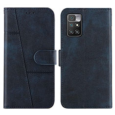 Custodia Portafoglio In Pelle Cover con Supporto Y01X per Xiaomi Redmi 10 (2022) Blu