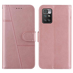 Custodia Portafoglio In Pelle Cover con Supporto Y01X per Xiaomi Redmi 10 (2022) Oro Rosa