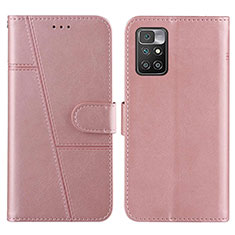 Custodia Portafoglio In Pelle Cover con Supporto Y01X per Xiaomi Redmi 10 4G Oro Rosa
