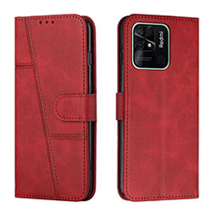 Custodia Portafoglio In Pelle Cover con Supporto Y01X per Xiaomi Redmi 10 India Rosso