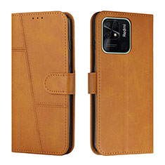 Custodia Portafoglio In Pelle Cover con Supporto Y01X per Xiaomi Redmi 10 Power Marrone Chiaro