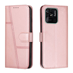 Custodia Portafoglio In Pelle Cover con Supporto Y01X per Xiaomi Redmi 10 Power Oro Rosa