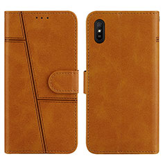 Custodia Portafoglio In Pelle Cover con Supporto Y01X per Xiaomi Redmi 9A Marrone Chiaro