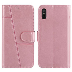 Custodia Portafoglio In Pelle Cover con Supporto Y01X per Xiaomi Redmi 9i Oro Rosa