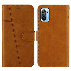 Custodia Portafoglio In Pelle Cover con Supporto Y01X per Xiaomi Redmi K40 Pro 5G Marrone Chiaro